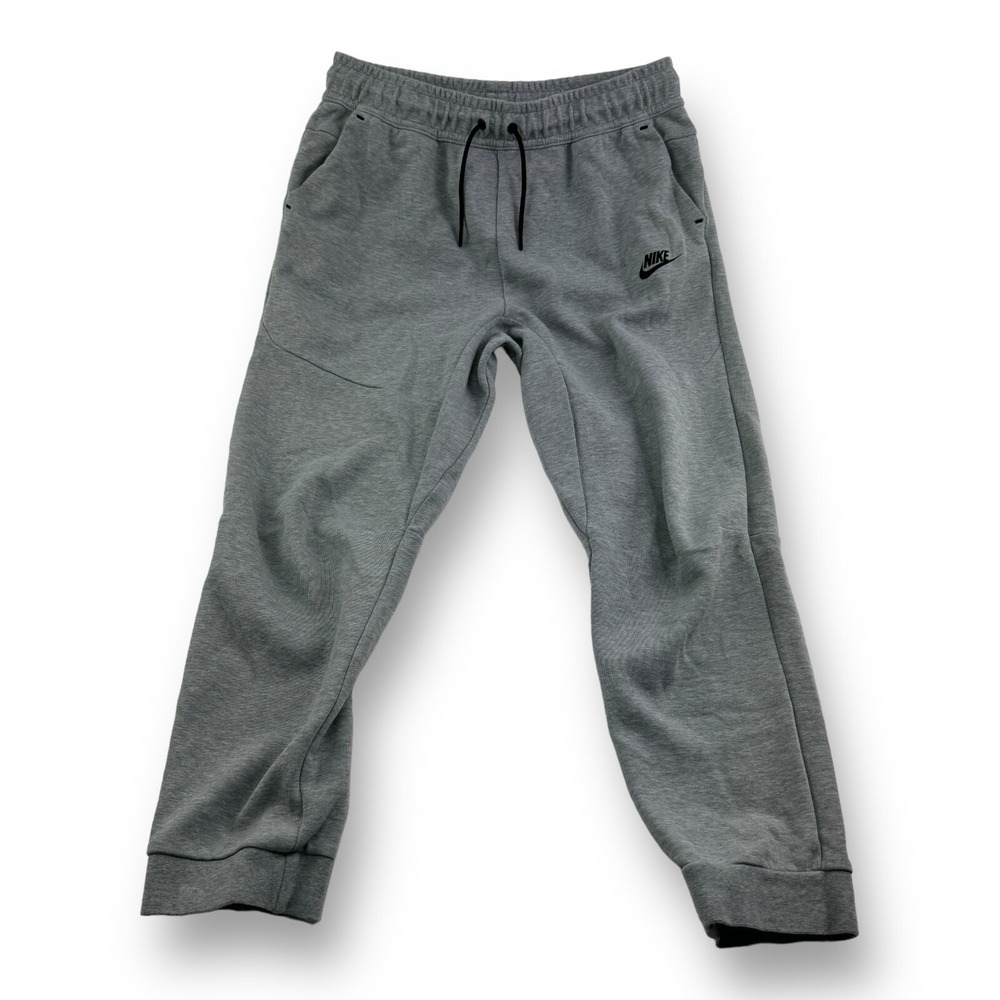 Nike Tech Fleece Heather Gray Cotton Polyester Zippered Pocket Jogger Pant Sz XL